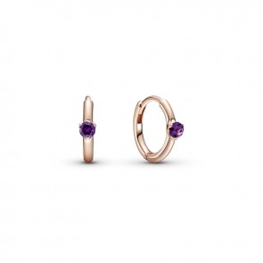 14k Rose gold-plated hoop earrings with royal purple crystal