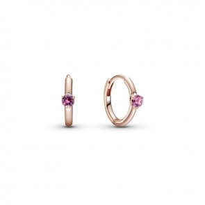 14k Rose gold-plated hoop earrings with phlox pink crystal