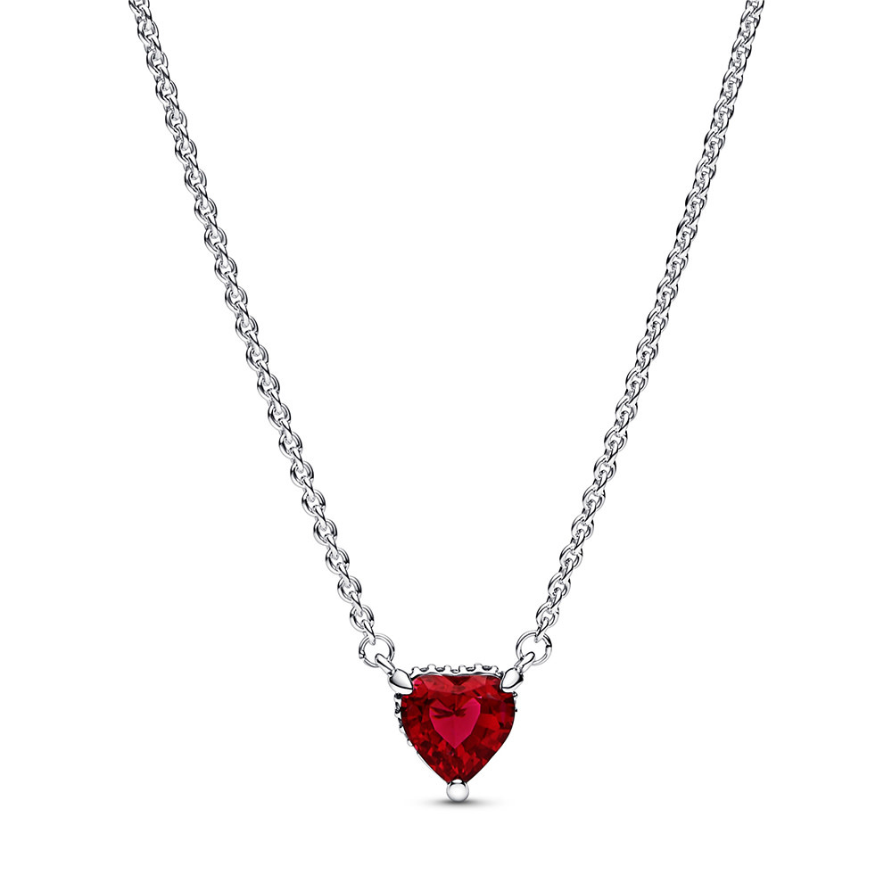 HEART STERLING SILVER COLLIER WITH CHERRIES JUBILEE RED CRYS