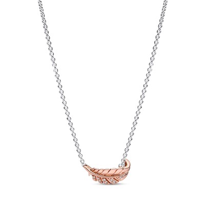 FEATHER STERLING SILVER AND 14K ROSE GOLD-PLATED COLLIER WIT