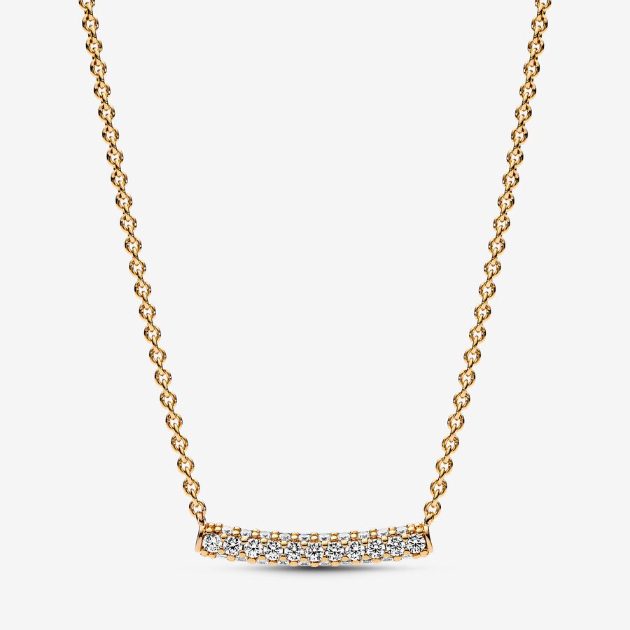 14K GOLD-PLATED NECKLACE WITH CLEAR CUBIC ZIRCONIA