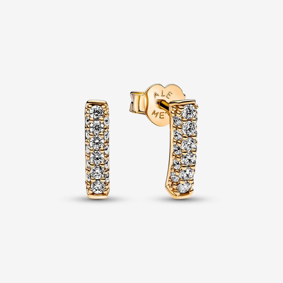 14k Gold-plated stud earrings with clear cubic zirconia