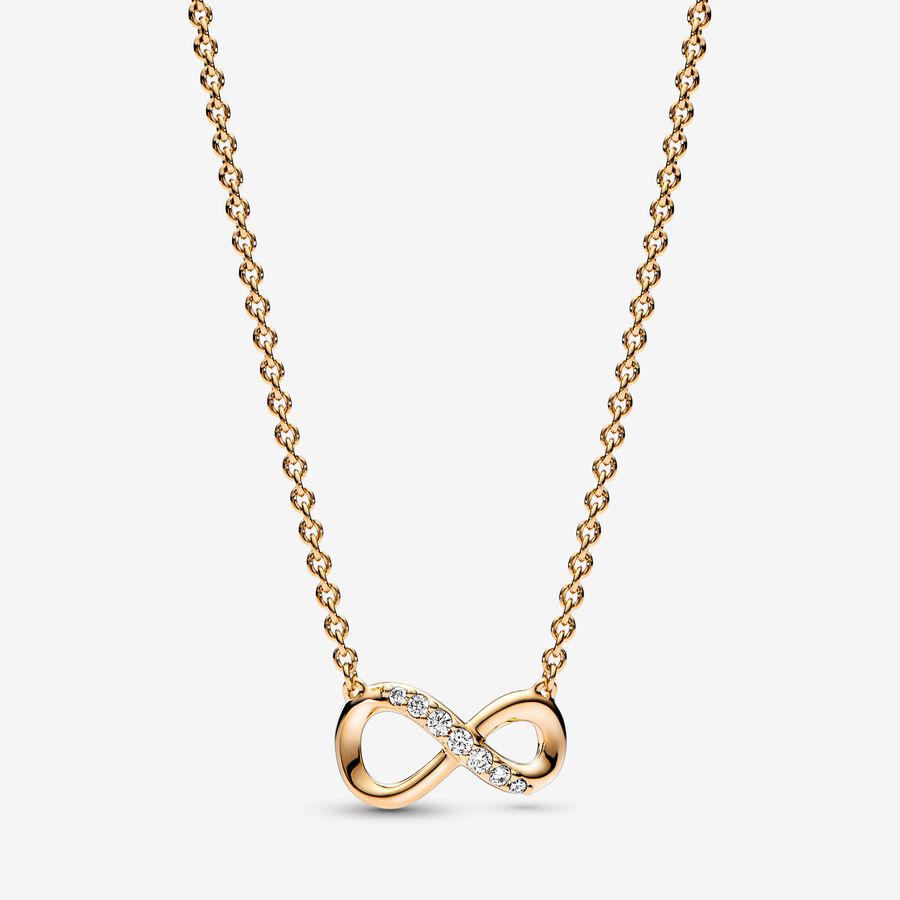 INFINITY 14K GOLD-PLATED COLLIER WITH CLEAR CUBIC ZIRCONIA