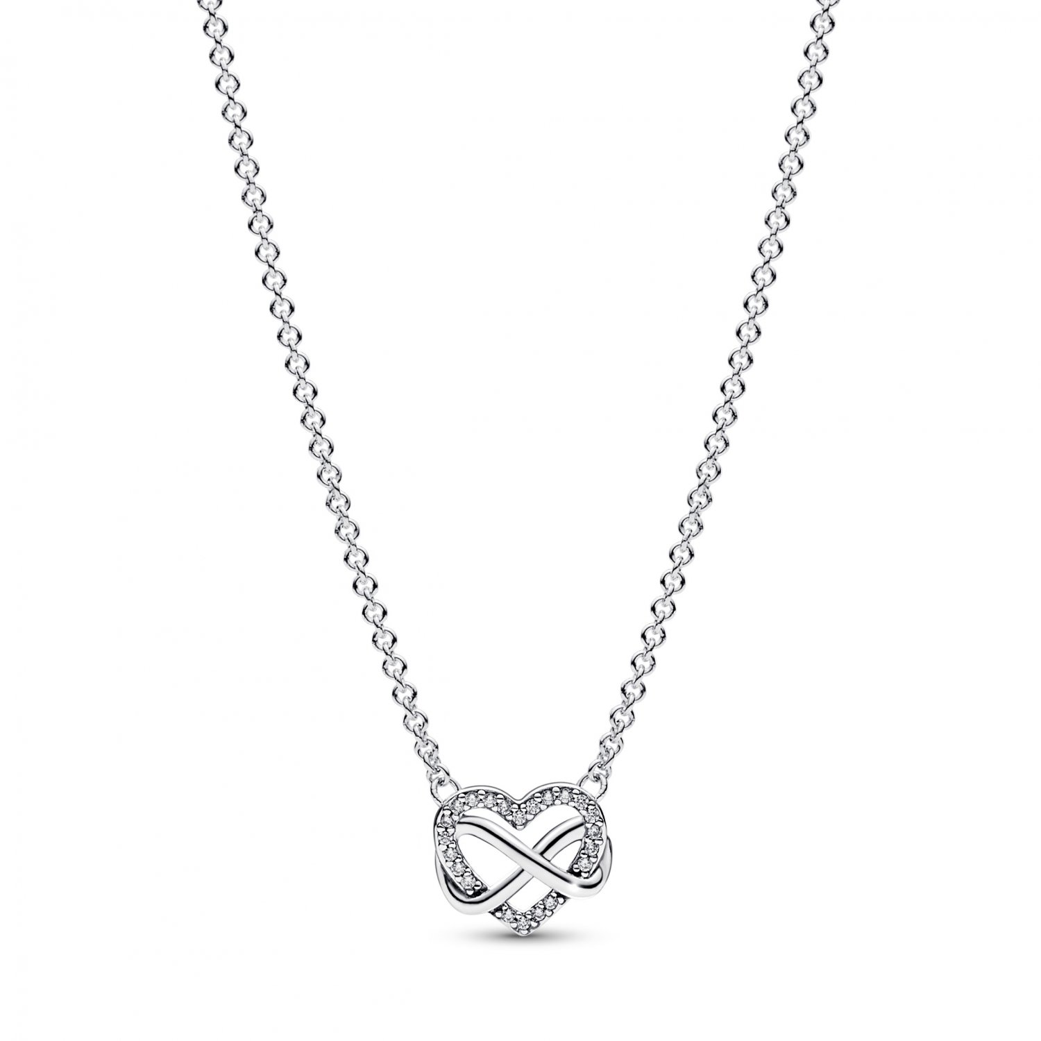 INFINITY HEART STERLING SILVER NECKLACE WITH CLEAR CUBIC ZIR