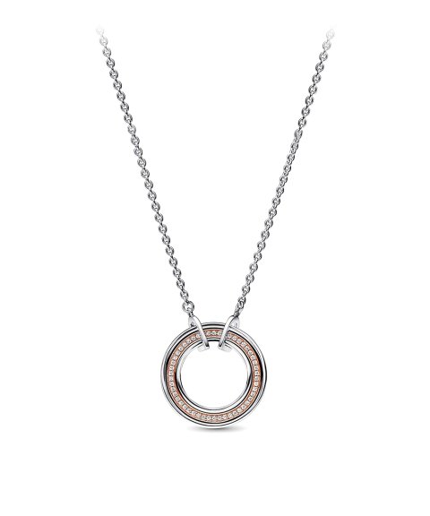 PANDORA LOGO STERLING SILVER AND 14K ROSE GOLD-PLATED NECKLA