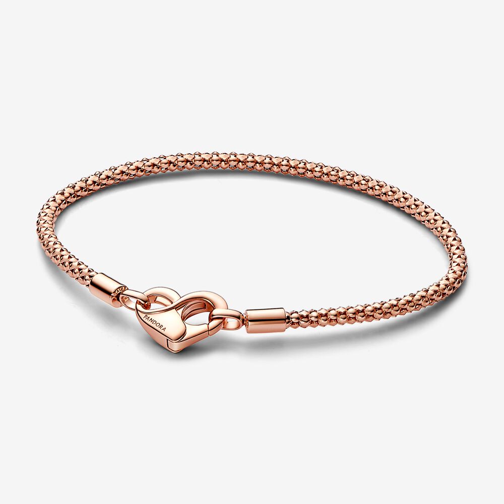 STUDDED CHAIN 14K ROSE GOLD-PLATED BRACELET WITH HEART CLASP