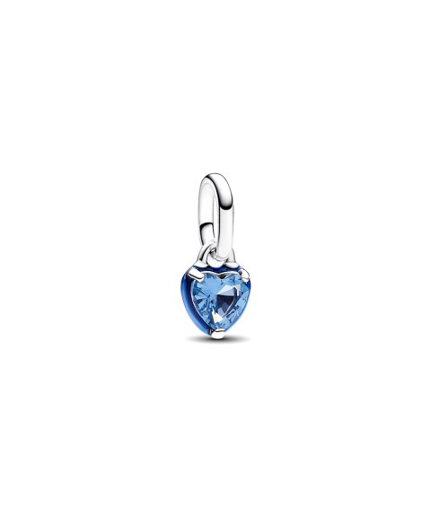 HEART STERLING SILVER MINI DANGLE WITH BLUE CRYSTAL AND BLUE
