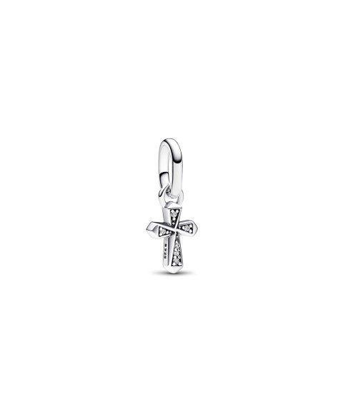 CROSS STERLING SILVER MINI DANGLE WITH CLEAR CUBIC ZIRCONIA